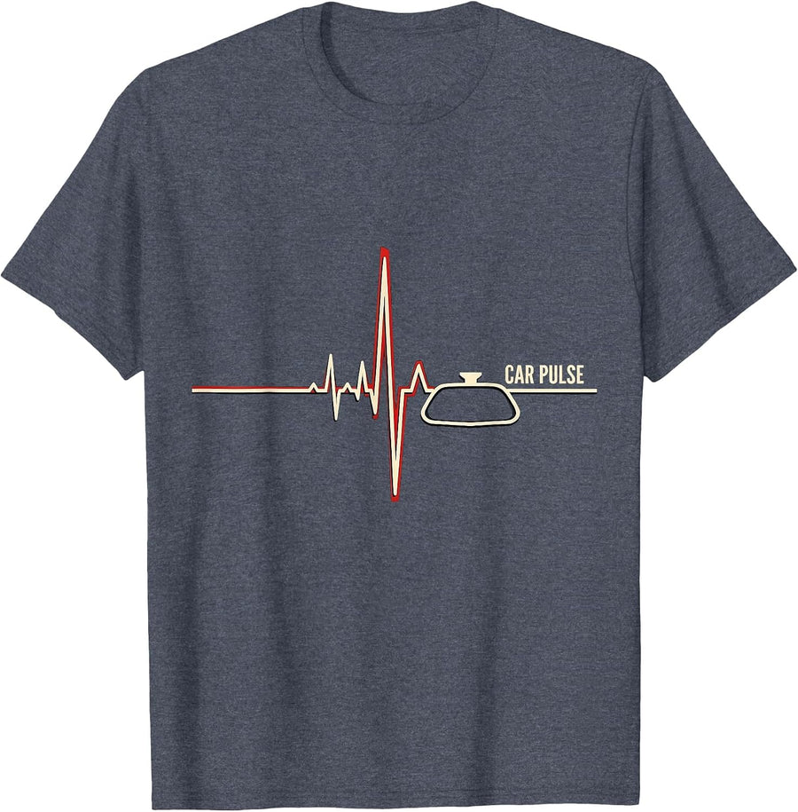 Car Pulse Stencil Graphic Auto Enthusiast Car Guy T-Shirt - Heather Blue