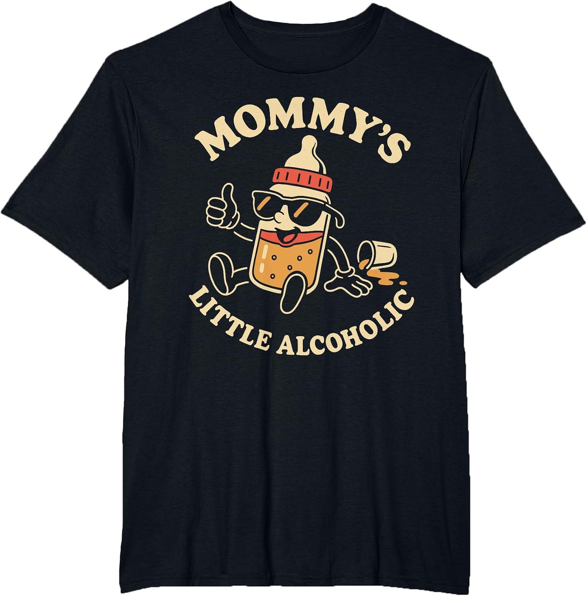 Mommy's Little Alcoholic Funny Drinking Drunk Alcohol Joke T-Shirt - Black