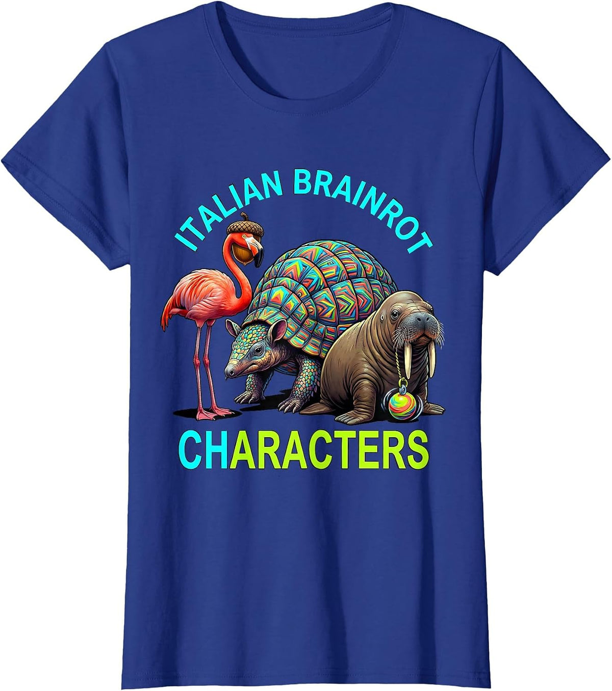 Women's Italian Brainrot Characters Funny Meme Kids Birthday T-Shirt - Royal Blue