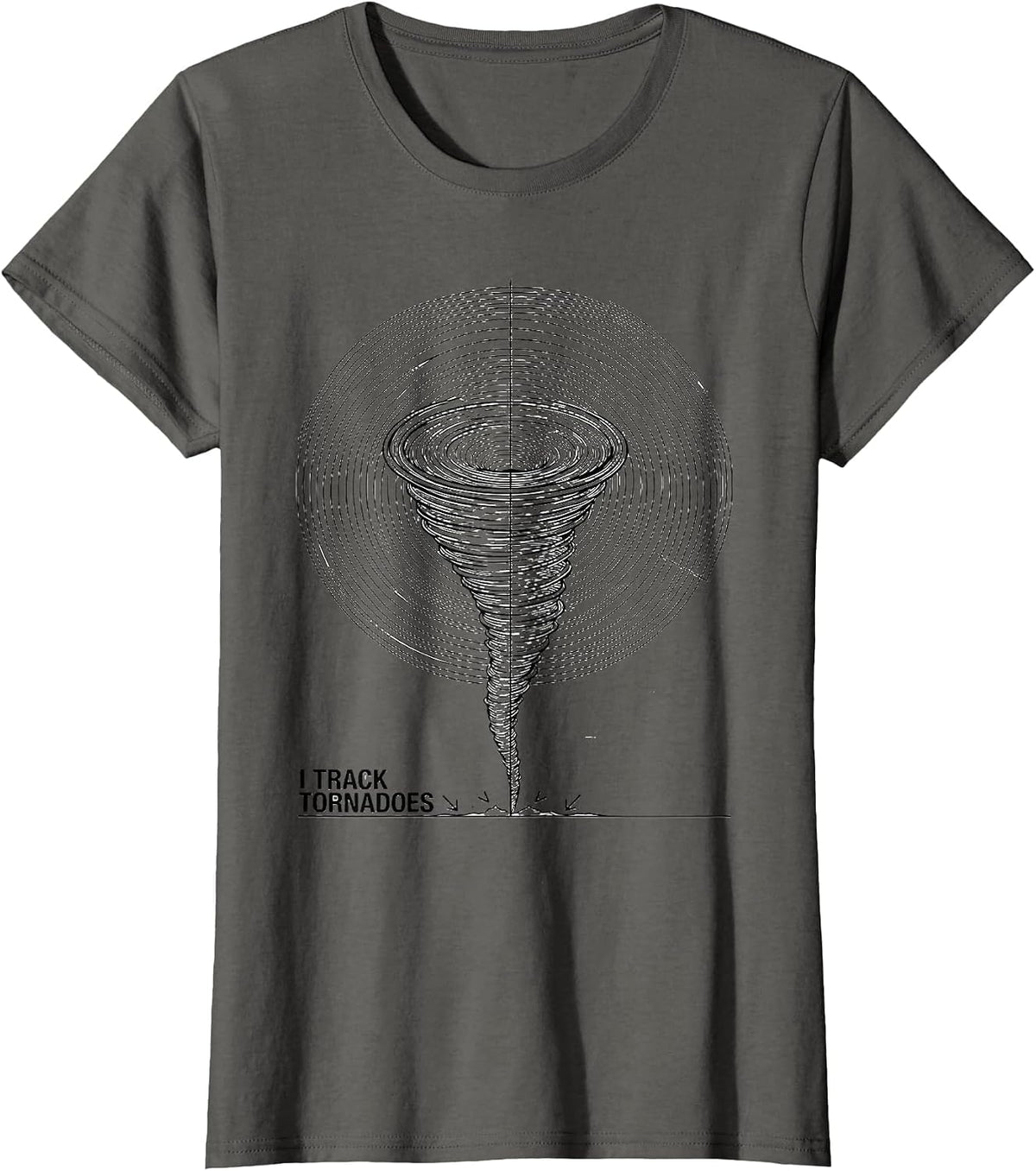 Women's I Track Tornadoes Line Art Storm Chaser Meteorology T-Shirt - Asphalt Grey