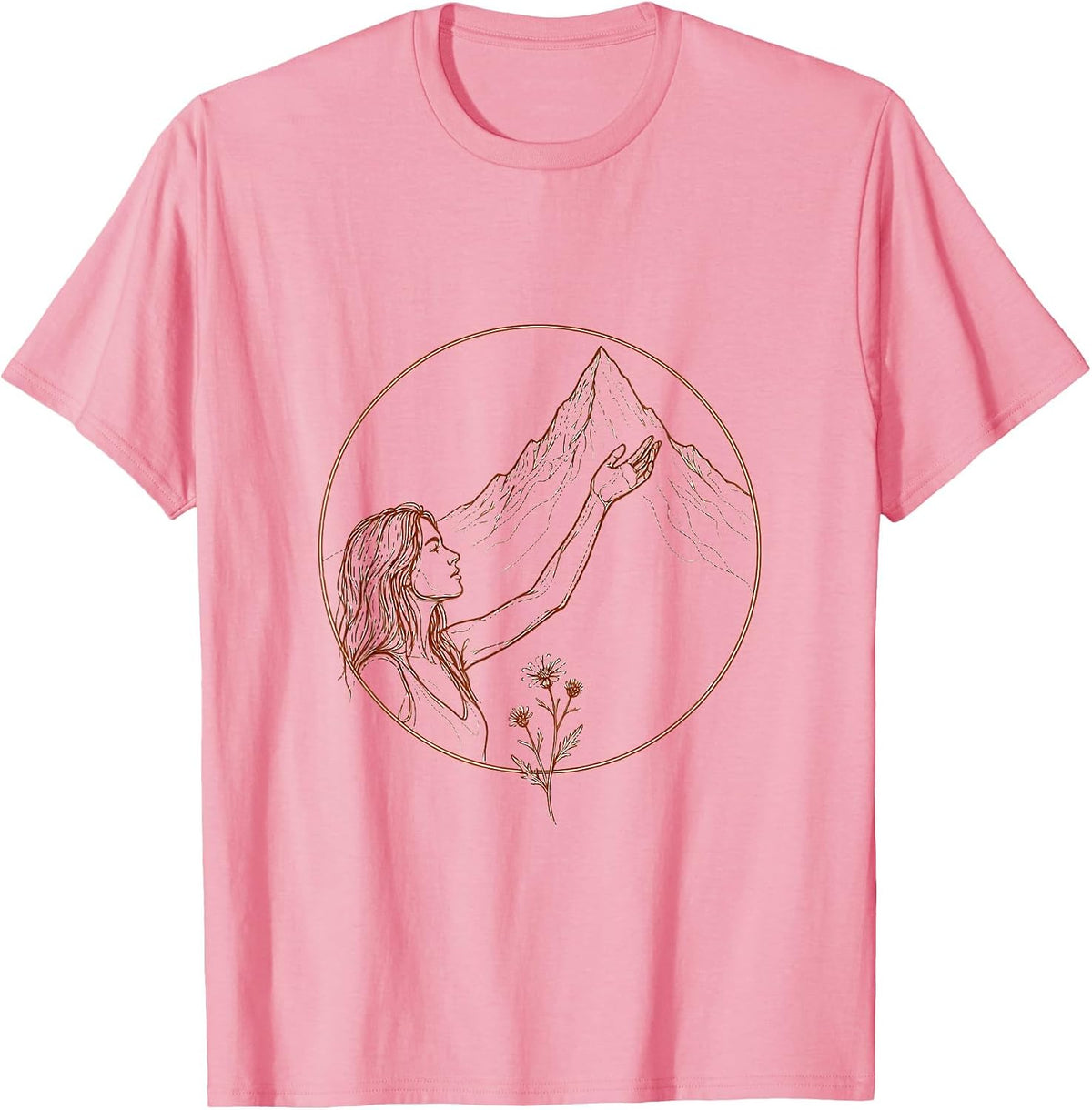 Men's Rock Climber Reaching High Outdoor Adventure T-Shirt - Pink