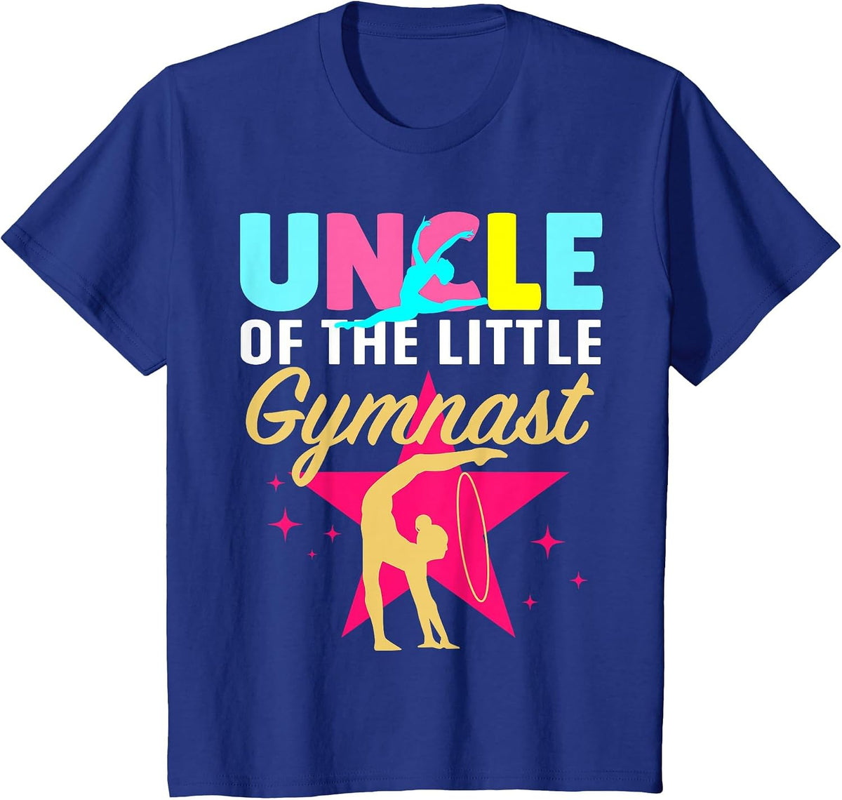 Uncle Little Gymnast Girl Birthday Gymnastics Themed Party T-Shirt - Royal Blue