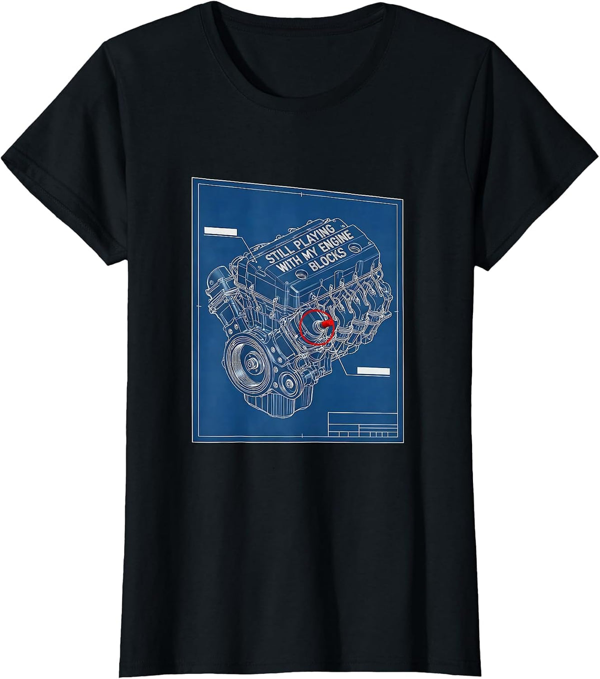 Women's Still Playing With My Engine Blocks Funny Mechanic Auto T-Shirt - Black