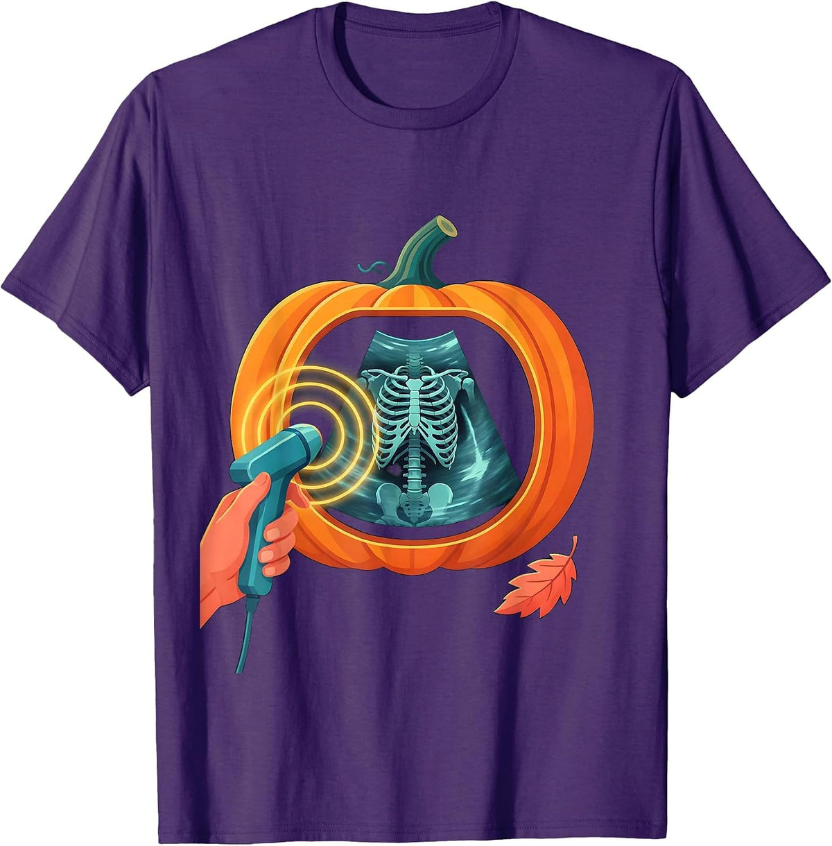 Men's Ultrasound Tech Halloween Radiology Tech Pumpkin Scan T-Shirt - Purple