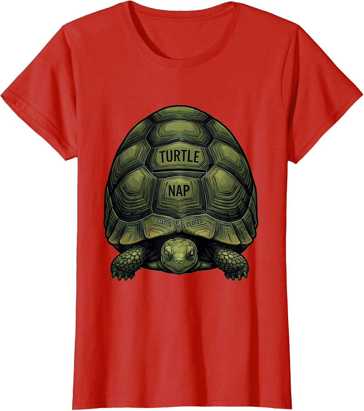 Turtle Nap Status Shell Closed Cute Animal Lover Sleepshirt T-Shirt - Red