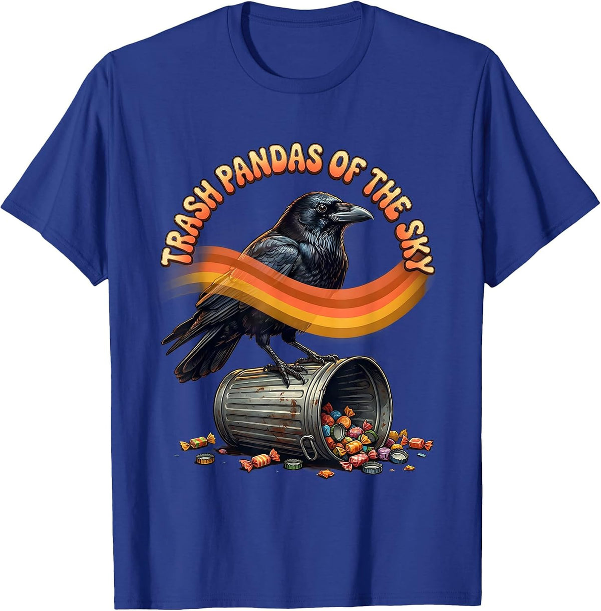 Trash Pandas of the Sky Crow Lover Design T-Shirt - Royal Blue