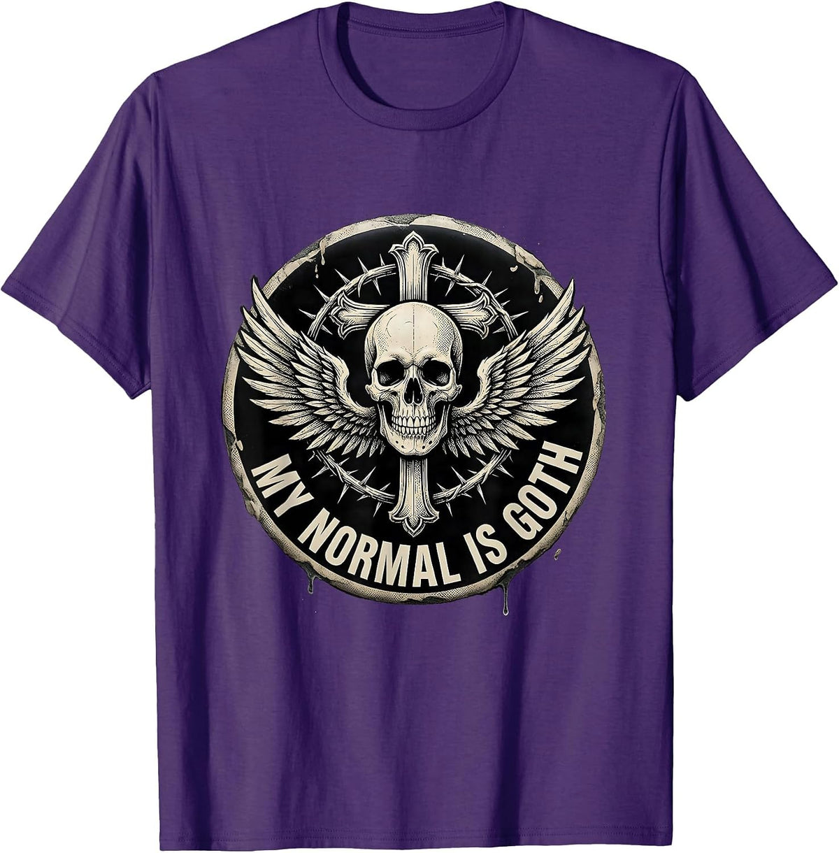 My Normal Is Goth Monochromatic Skull Cross Alt Streetwear T-Shirt - Purple