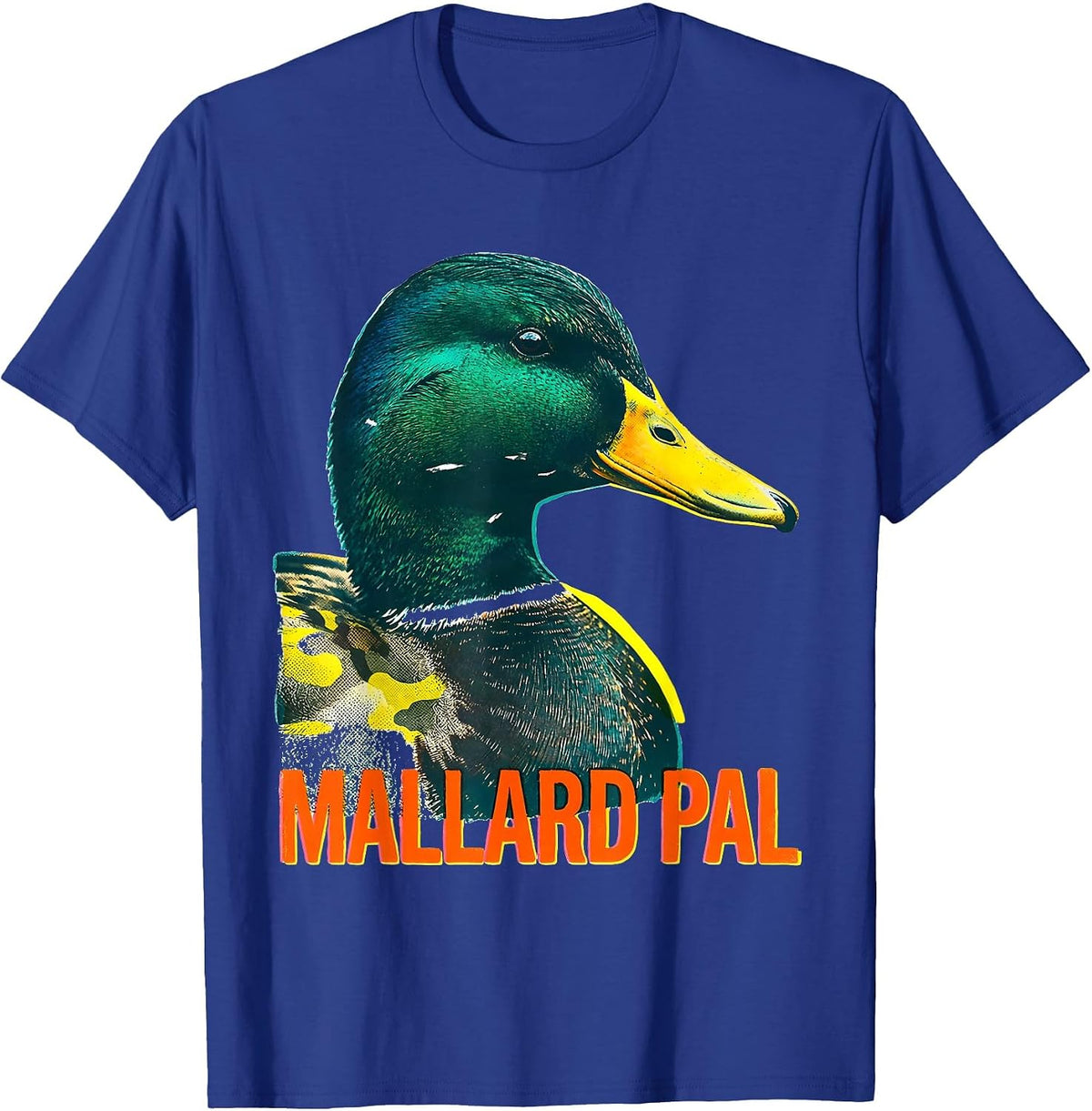 Men's Mallard Pal Risograph Camo Duck Hunting Youth Humor T-Shirt - Royal Blue