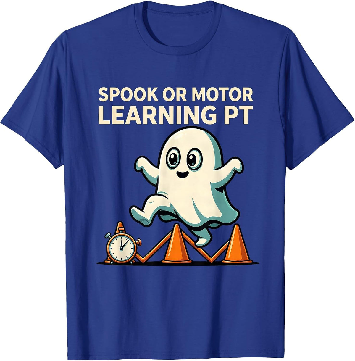 Men's Spook Or Motor Learning PT Cartoon Ghost Physical Therapist T-Shirt - Royal Blue