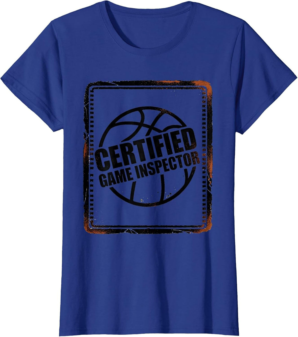 Women's Certified Game Inspector Rubber Stamp Basketball Player T-Shirt - Royal Blue