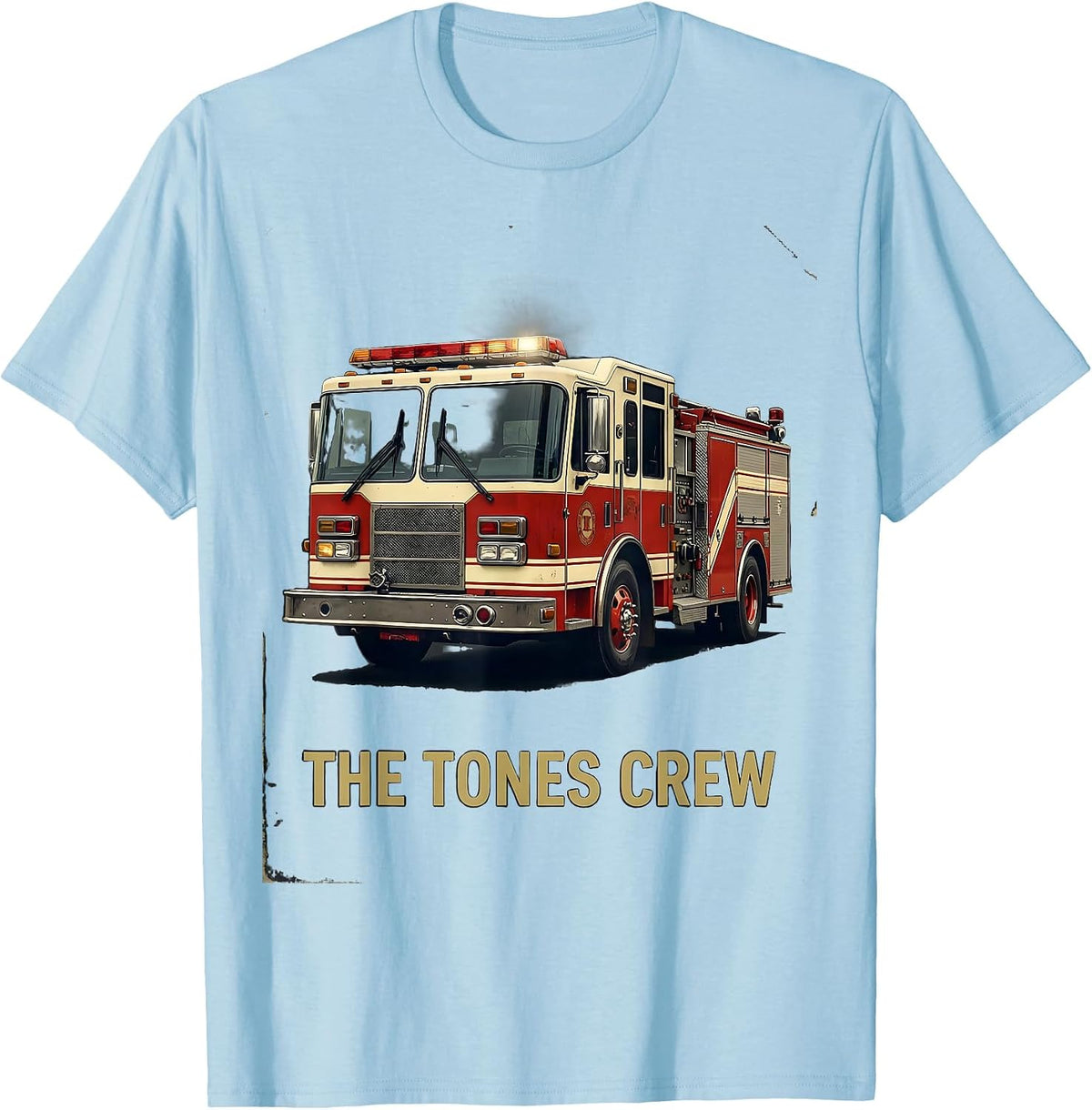Men's THE TONES CREW Vintage Fire Truck Firefighter Crew Gift T-Shirt - Baby Blue