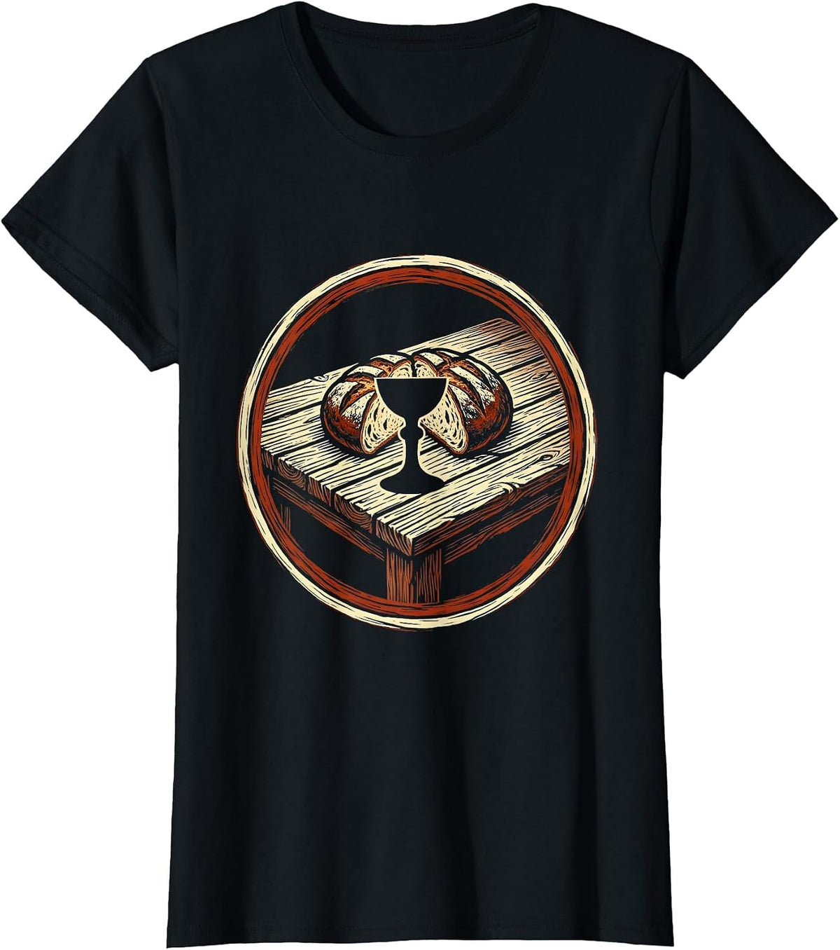 Jesus Bread and Wine Communion Graphic Tee T-Shirt - Black
