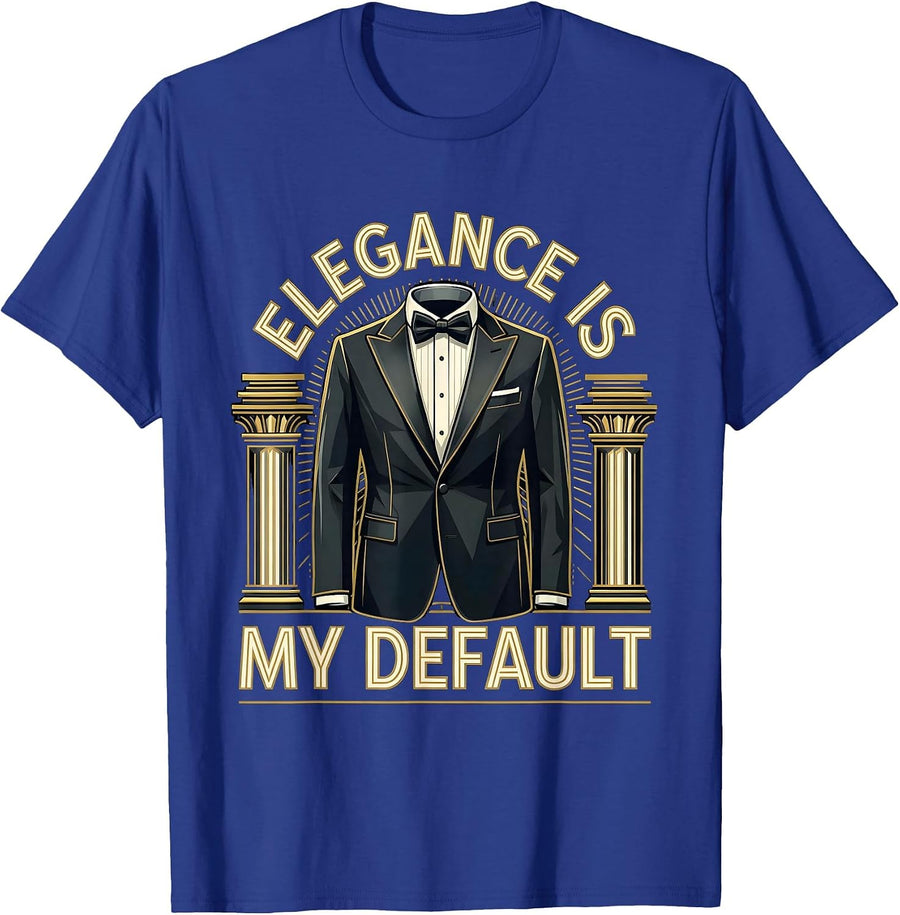 Elegance Is My Default Tuxedo Style Design T-Shirt - Royal Blue