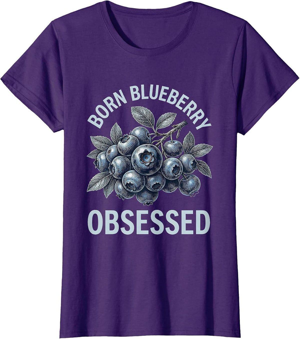 Women's Born Blueberry Obsessed Red White and Blueberries T-Shirt - Purple