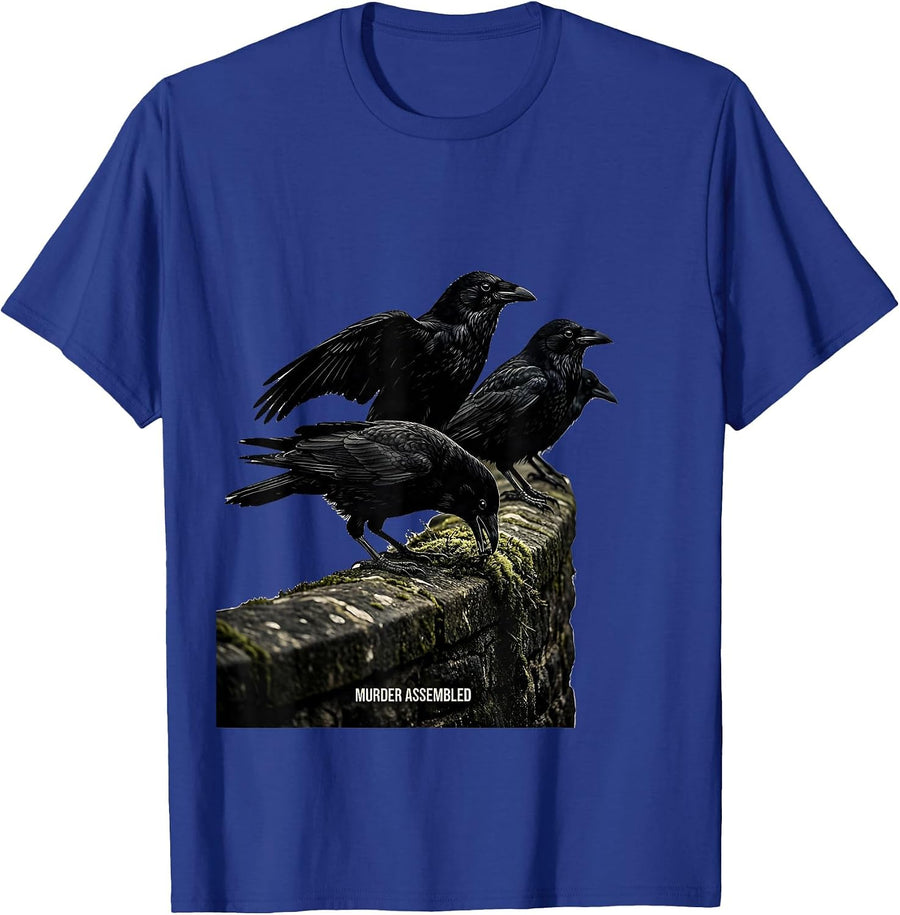 Murder Assembled Dark Humor Crow Raven Bird Lover Gothic T-Shirt - Royal Blue
