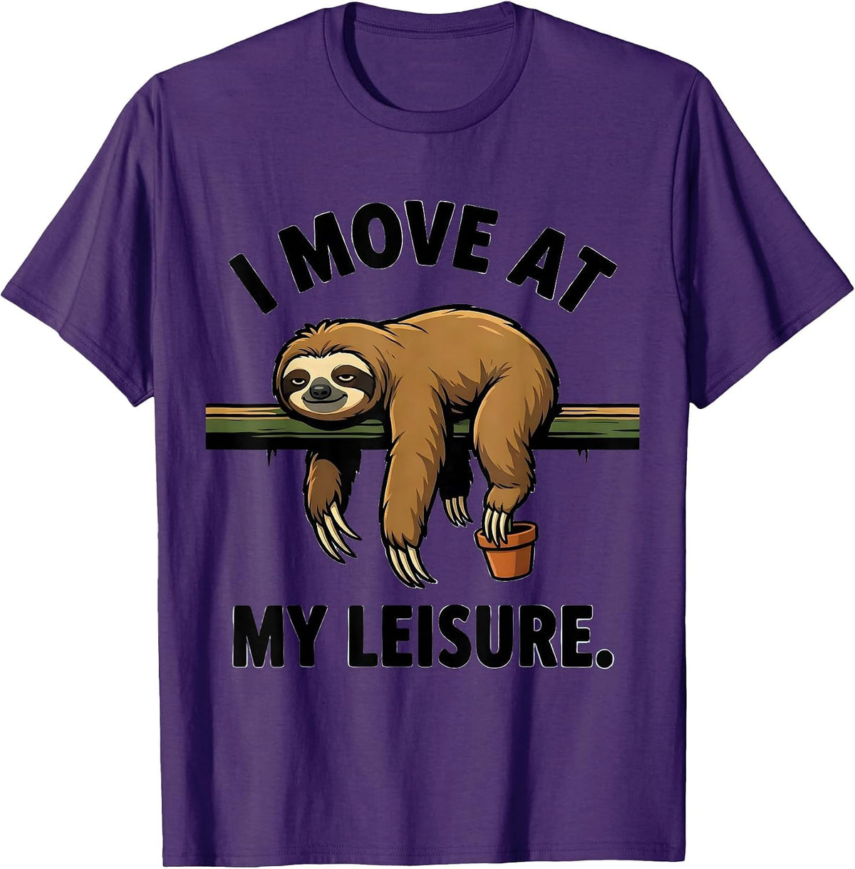 Men's I Move At My Leisure Funny Sloth Lover Gift T-Shirt - Purple