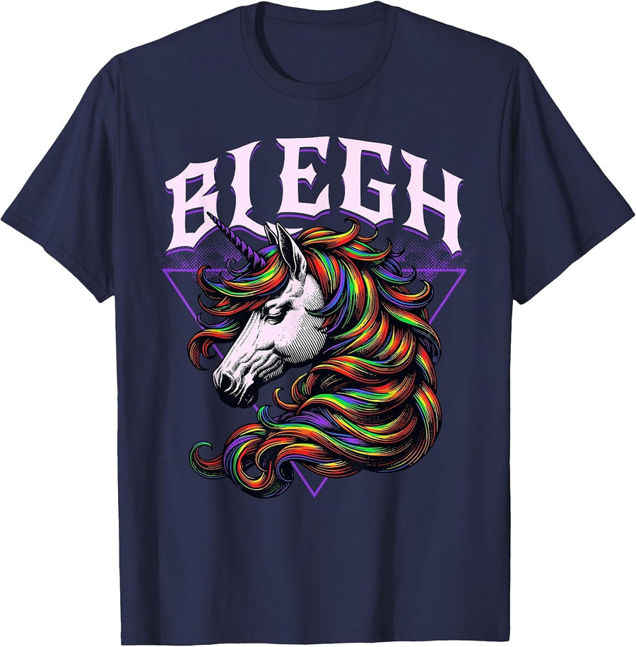 Concert Unicorn Heavy Hardcore Festival Blegh and Breakdowns T-Shirt - Navy Blue