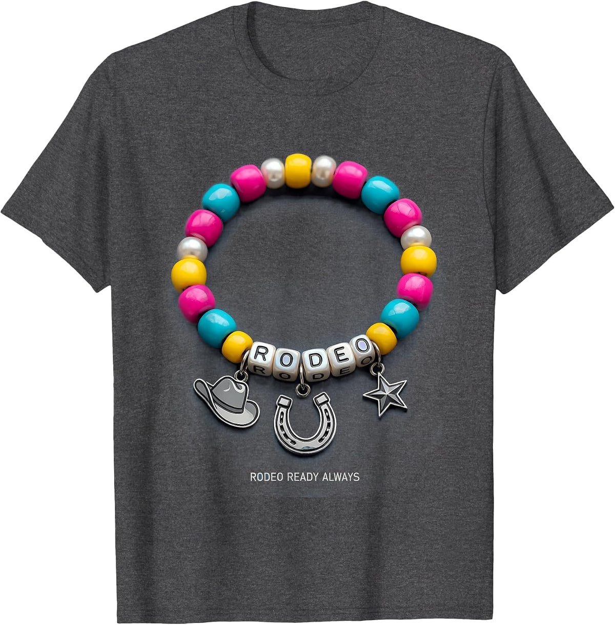Rodeo Ready Always Cowgirl Graphic Design T-Shirt - Dark Heather Grey