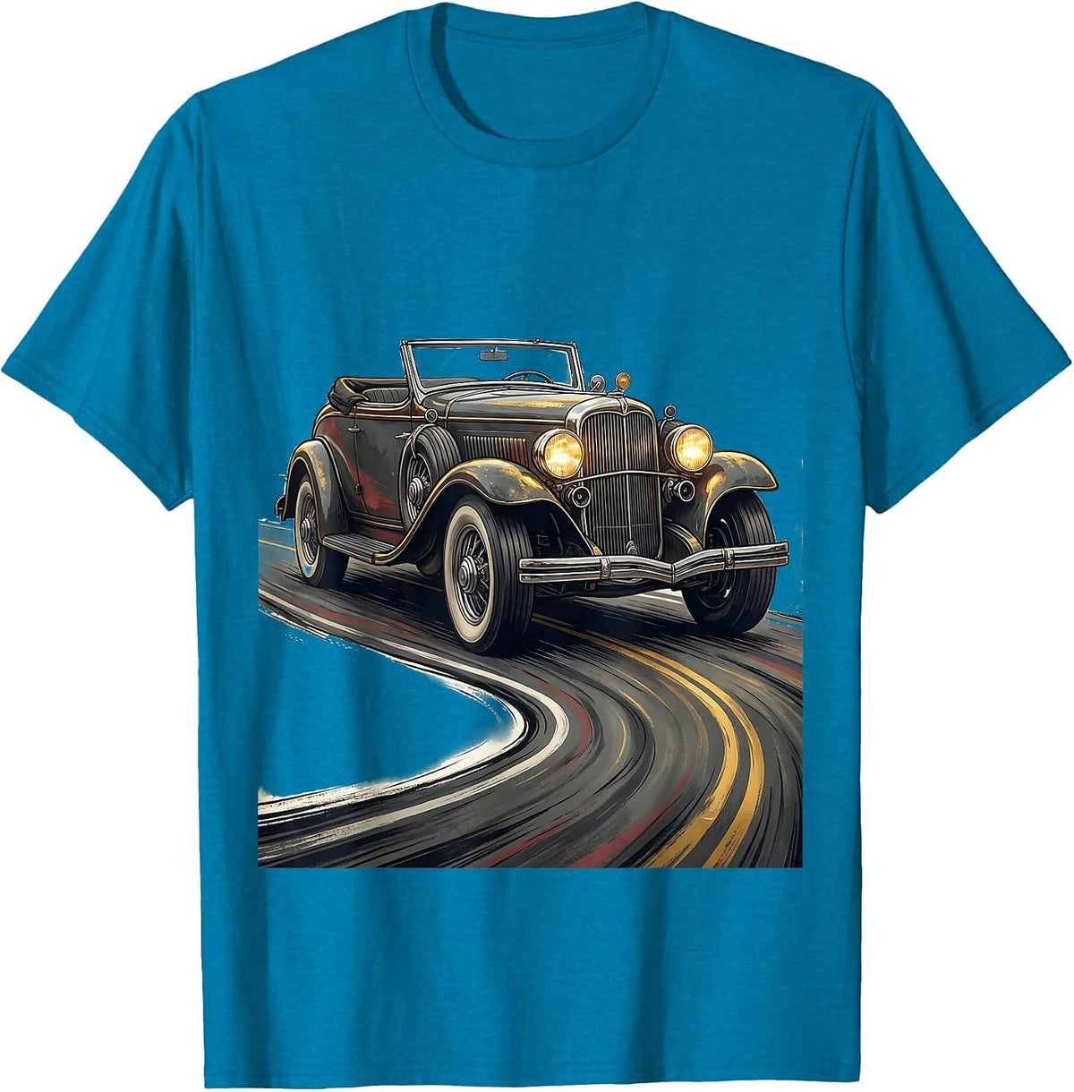 Vintage Convertible Classic Car Birthday Humor T-Shirt - Sapphire Blue