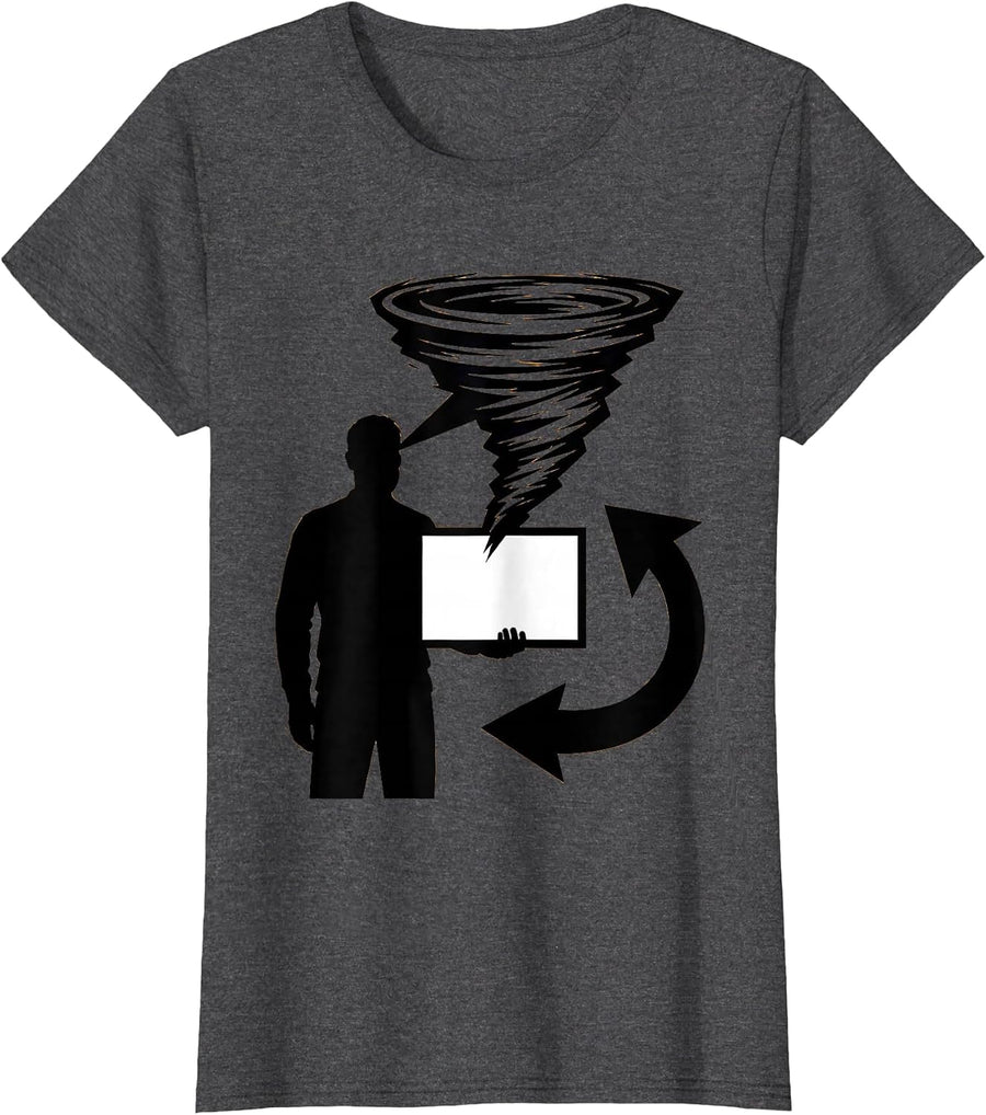 Women's Storm Chaser Weather Enthusiast Humor Brutalist Graphic T-Shirt - Dark Heather Grey