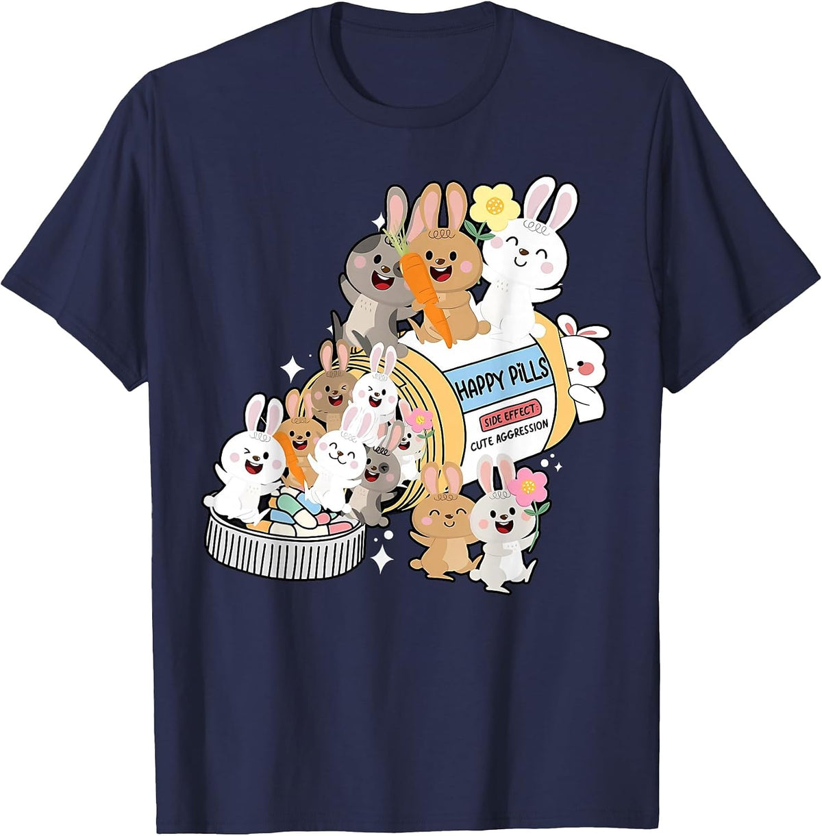 Bunny Pills Medicine Pharmacist Nurse Happy Easter Nursing T-Shirt - Navy Blue