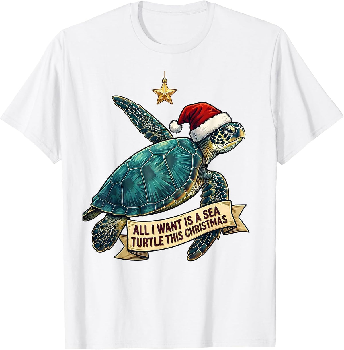 Men's All I Want Is A Sea Turtle This Christmas Sea Turtle Lover T-Shirt - White