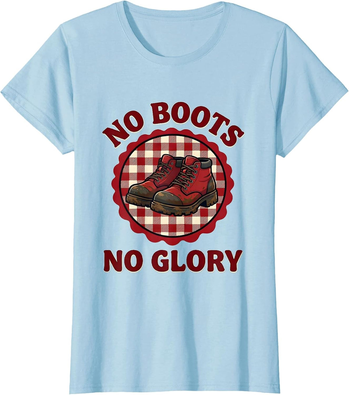 No Boots No Glory Rugby Graphic Design T-Shirt - Baby Blue