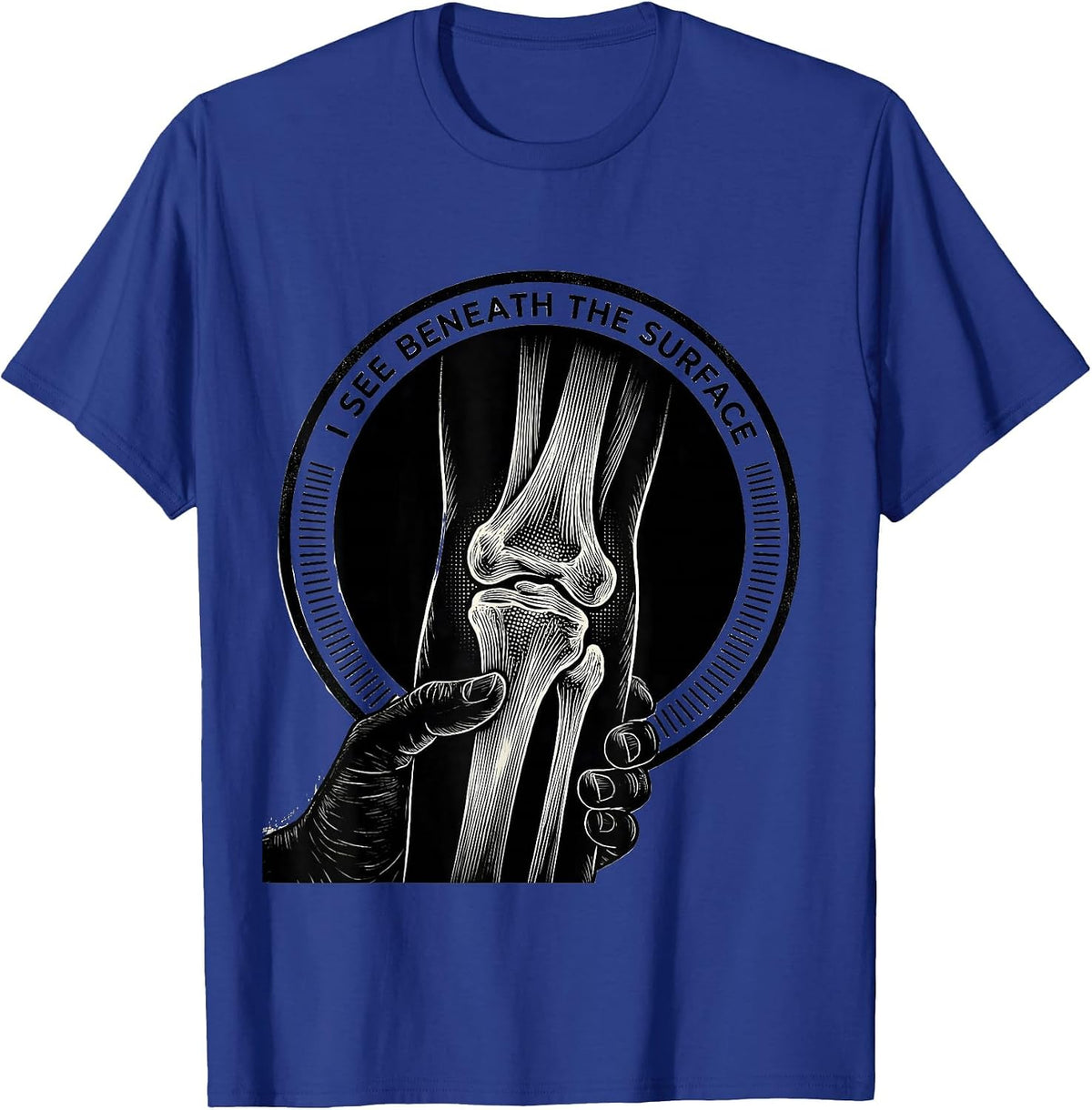 Men's I See Beneath The Surface Radiology Tech Scratchboard Rad T-Shirt - Royal Blue