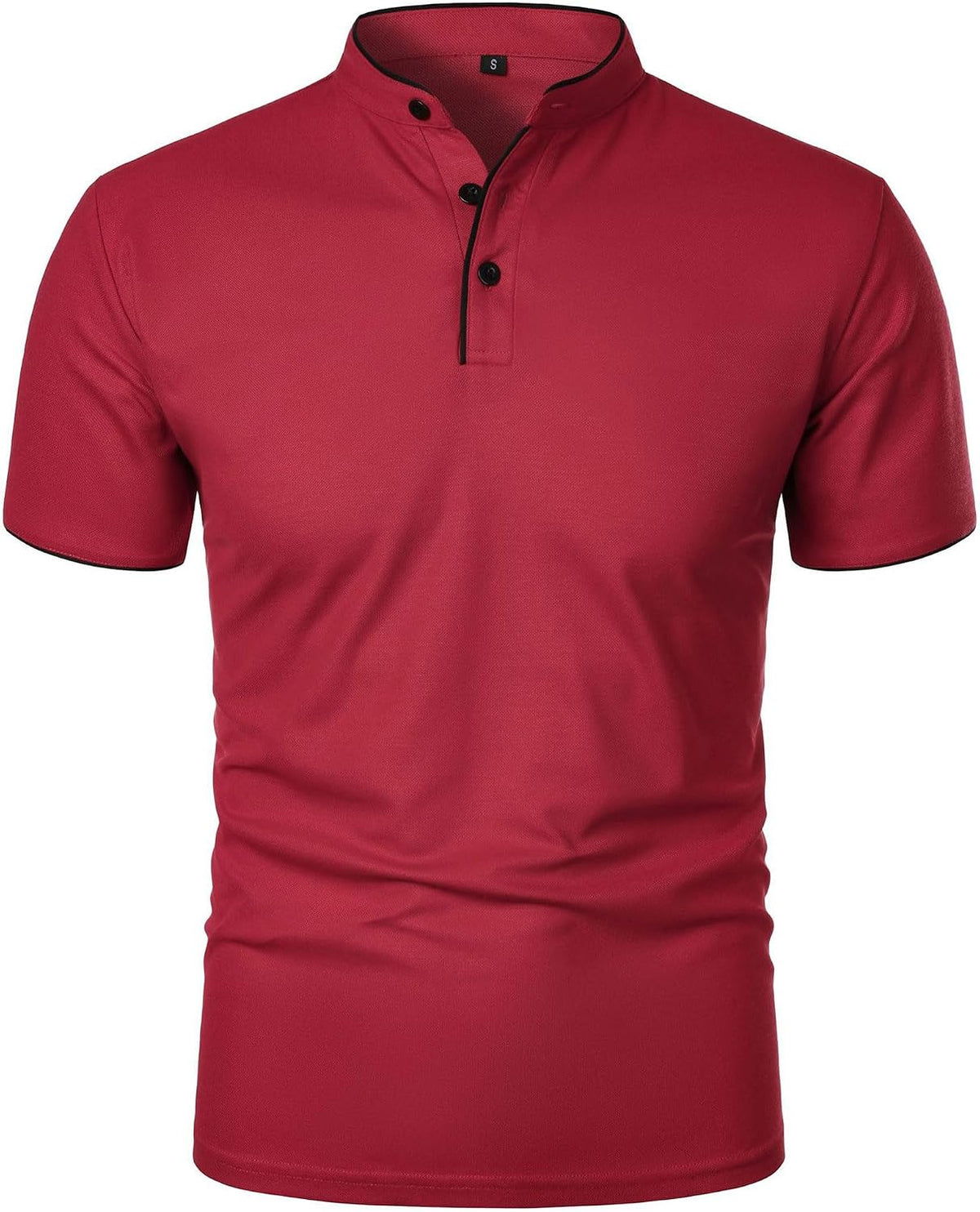 Men's Short-Sleeved Tops Slim Business Casual t-Shirt Solid-Color - Wine Red