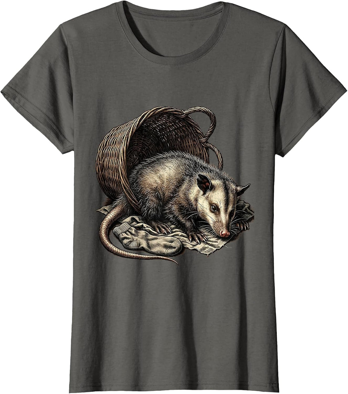 Women's Limp Opossum Vintage Funny Animal Meme T-Shirt - Asphalt Grey