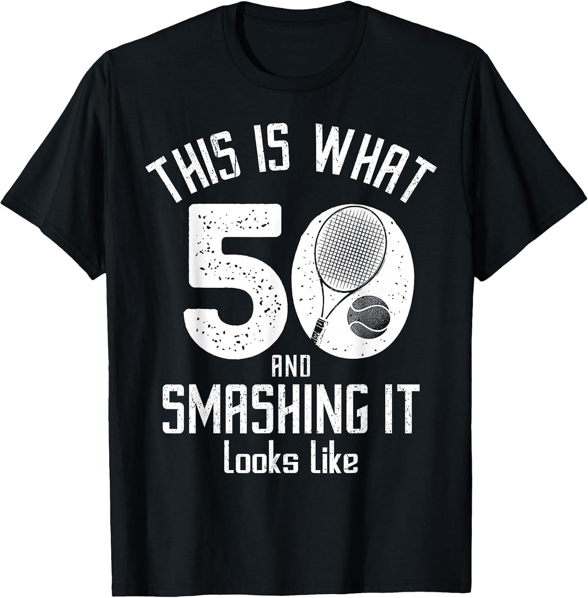 Funny Tennis Player 50th Birthday 50 Years Old Tennis T-Shirt - Black