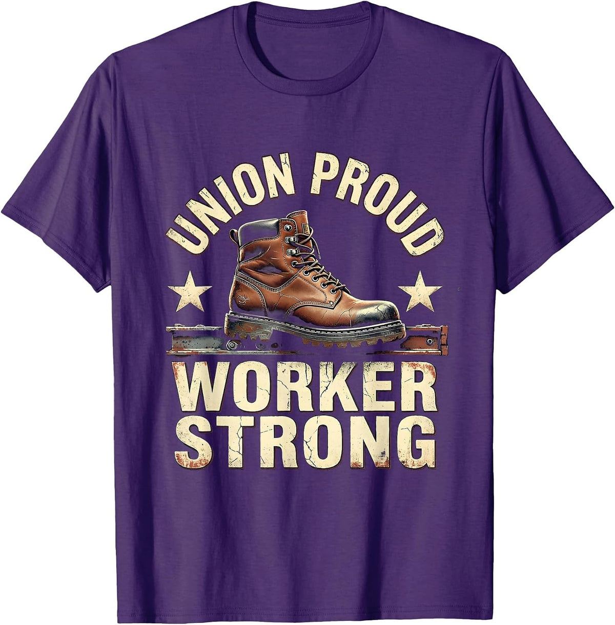 Men's Union Proud Worker Strong Distressed Union Worker Labor Day T-Shirt - Purple