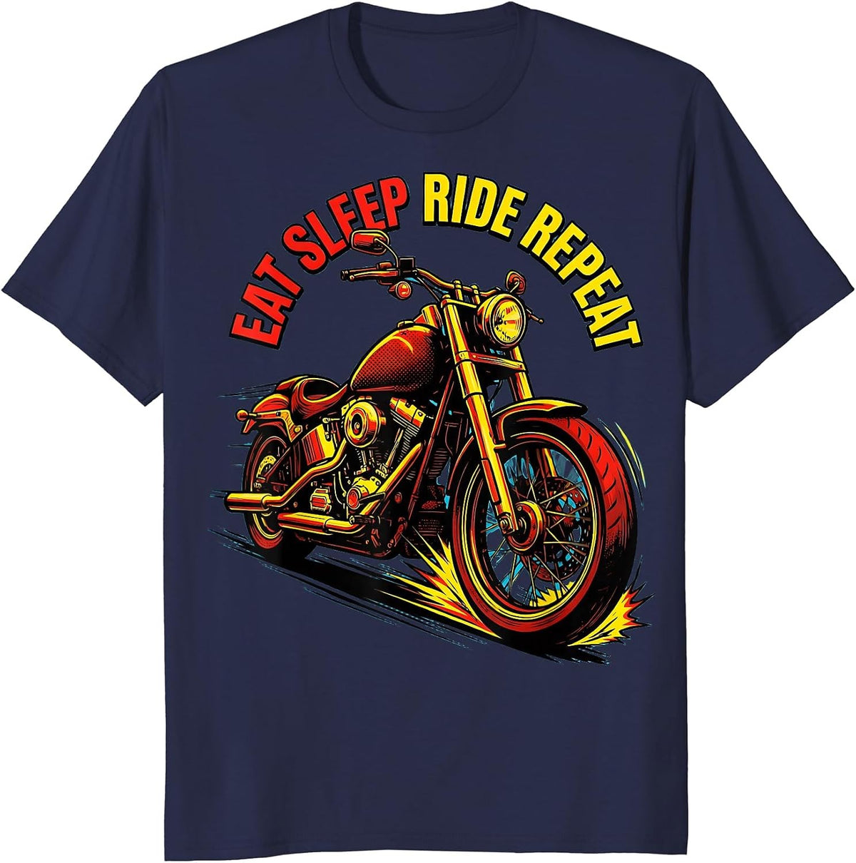 Eat Sleep Ride Repeat Motorcycle Design for Men T-Shirt - Navy Blue