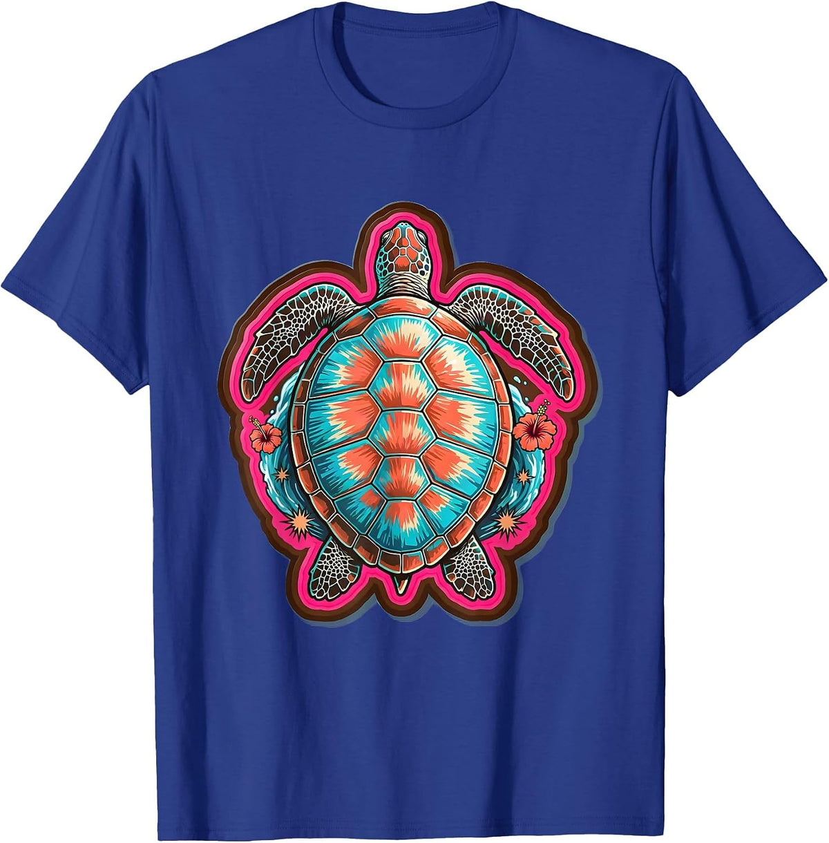Men's Sea Turtle Sunlit Ocean Surface Surf Design T-Shirt - Royal Blue