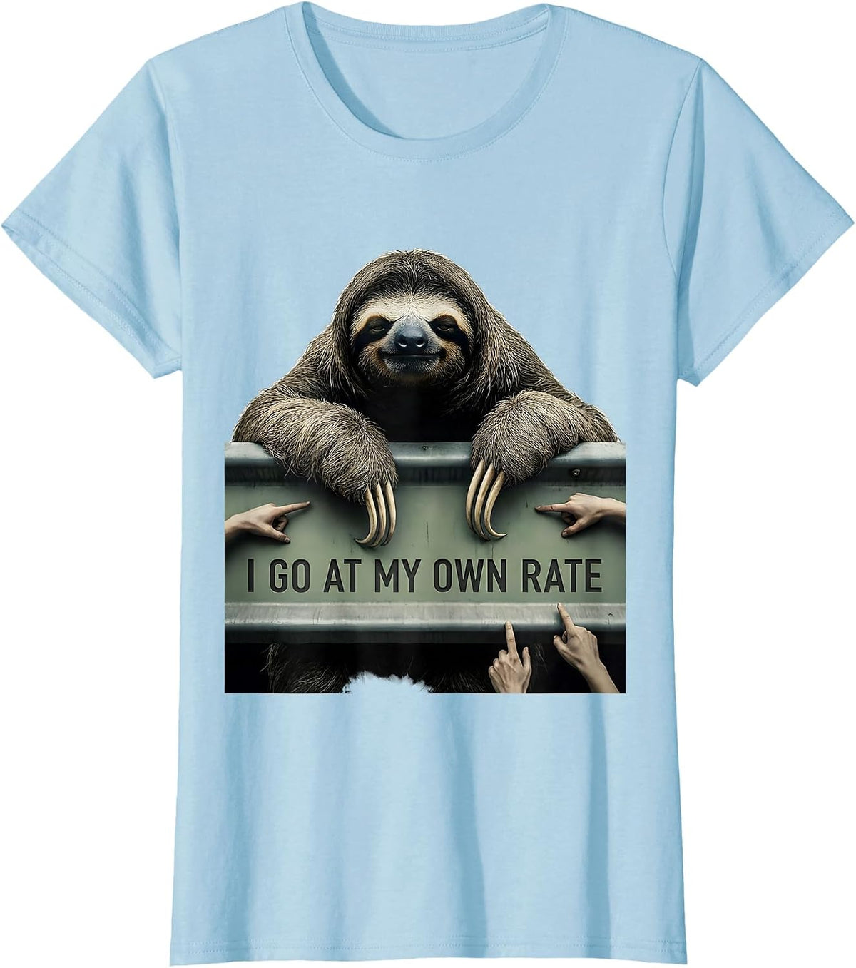 Women's I Go At My Own Rate Funny Sloth Lover Animal Humor Gift T-Shirt - Baby Blue
