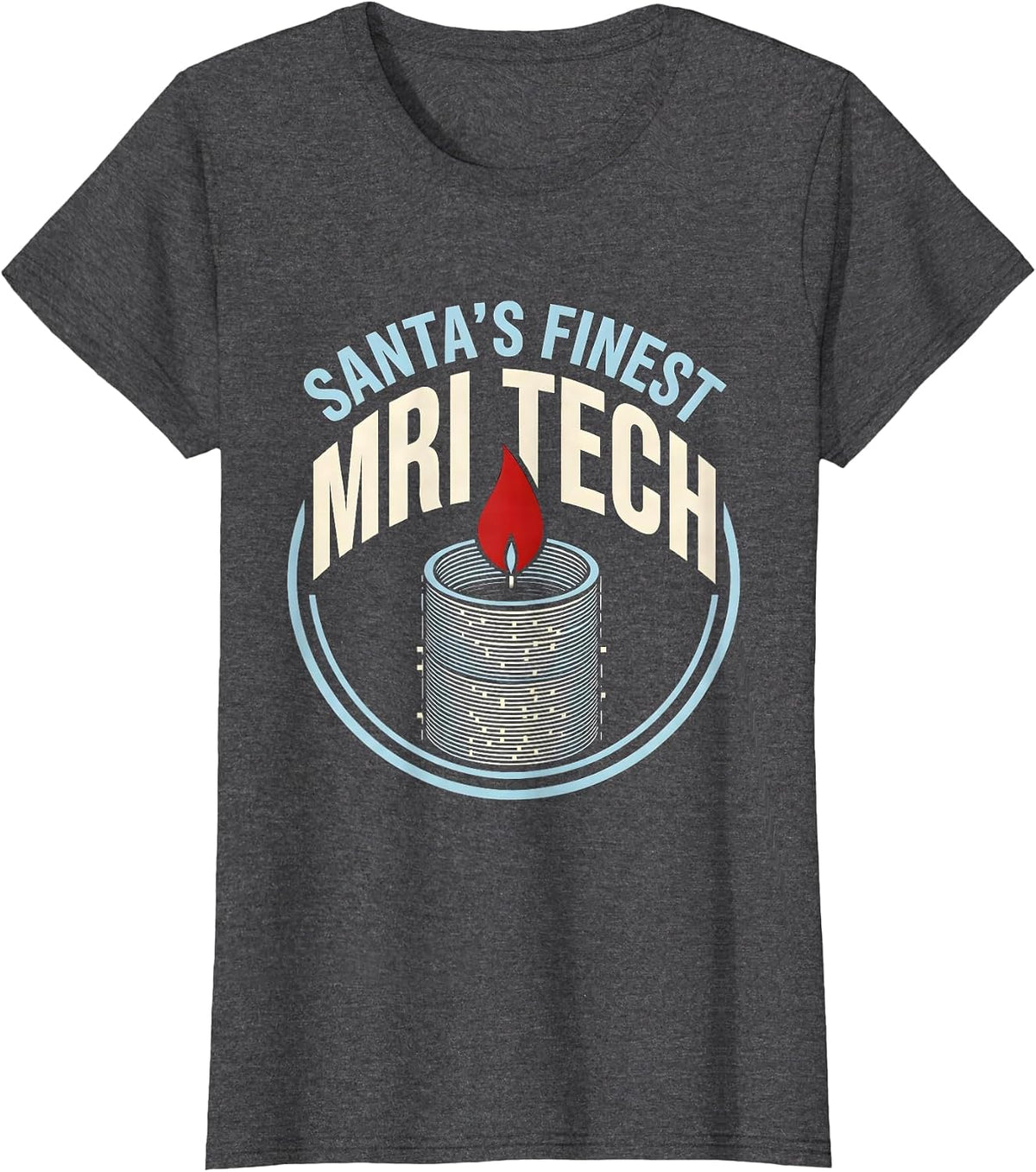 Women's Santa's Finest MRI Tech Funny Radiology Tech Christmas Humor T-Shirt - Dark Heather Grey