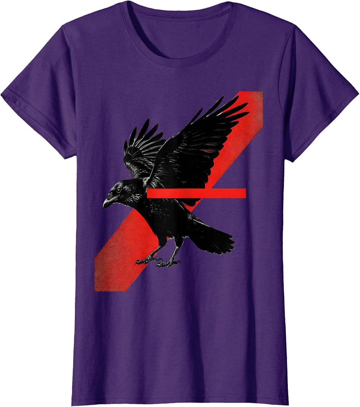 Women's Crow Silhouette Dark Humor Gothic Raven Bird Lover T-Shirt - Purple