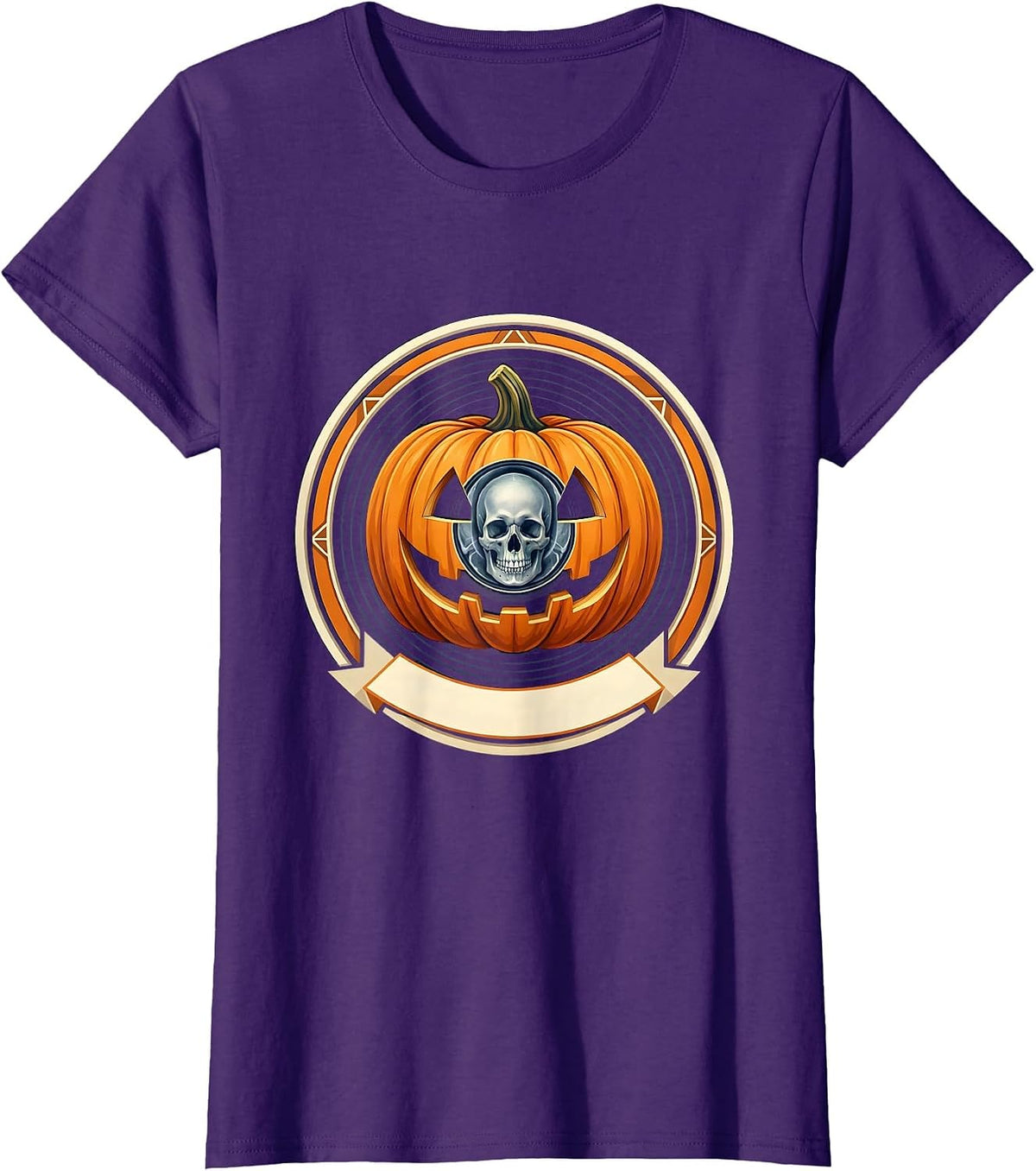 Women's Skull Pumpkin CT Tech Radiology Halloween Humor T-Shirt - Purple