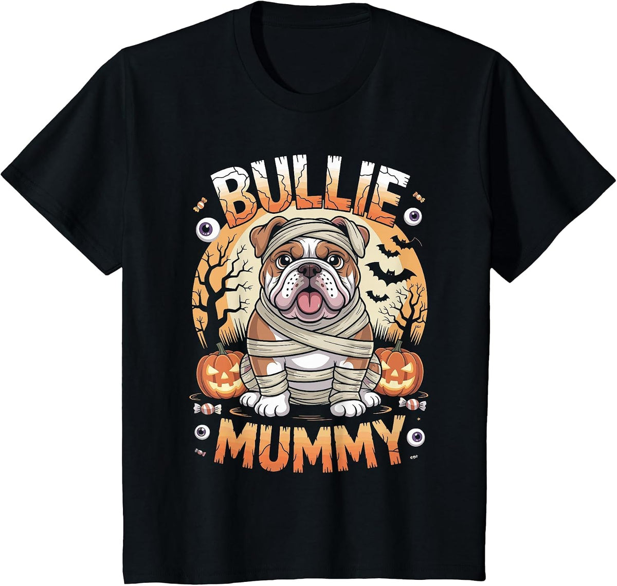 Bullie Mummy Halloween Costume Dog Owner English Bulldog T-Shirt - Black