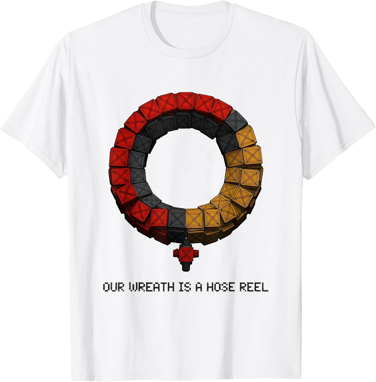 Men's Our Wreath Is A Hose Reel Funny Firefighter Humor Christmas T-Shirt - White