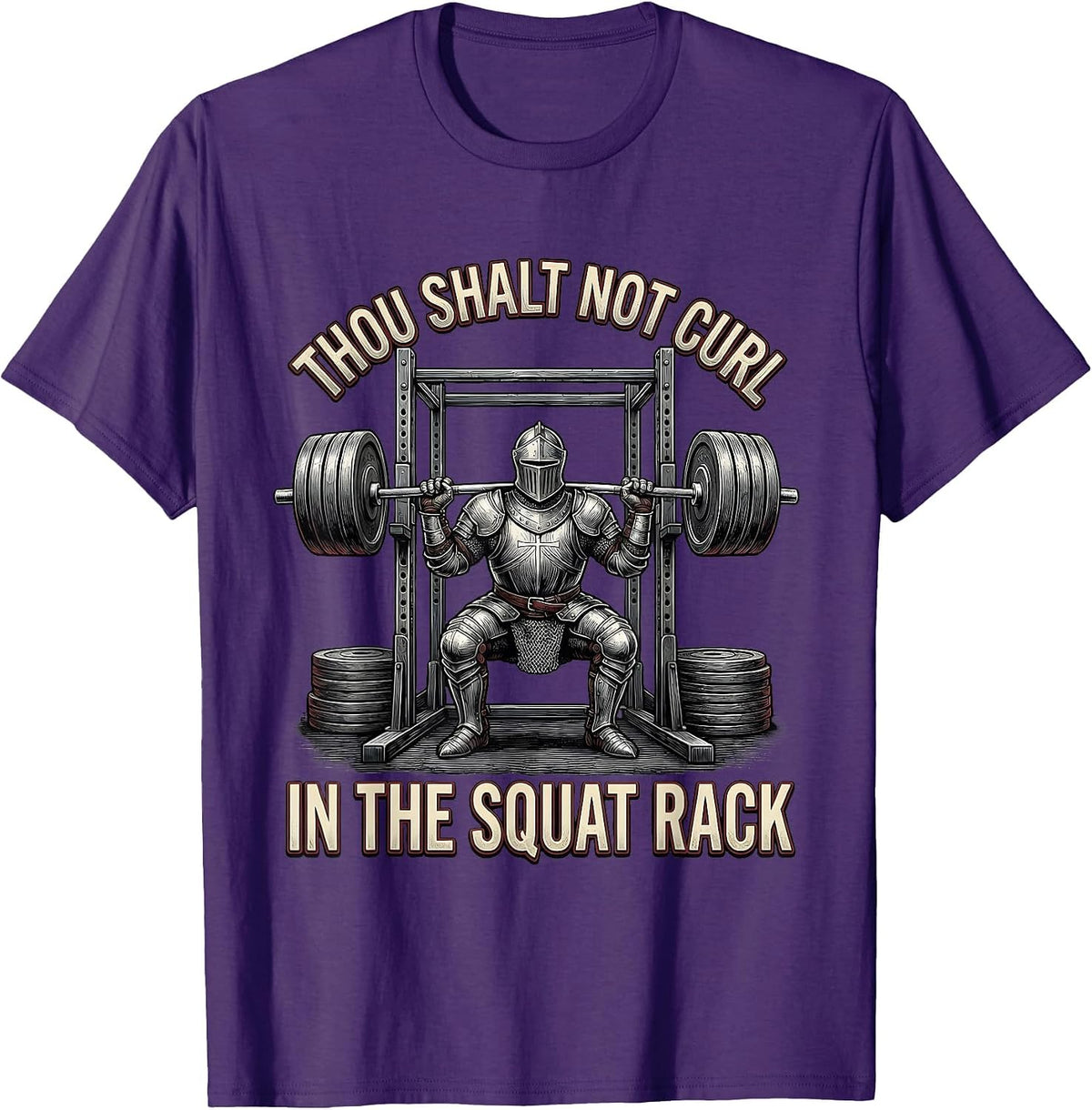 Thou Shalt Not Curl In The Squat Rack Funny Medieval Gym T-Shirt - Purple