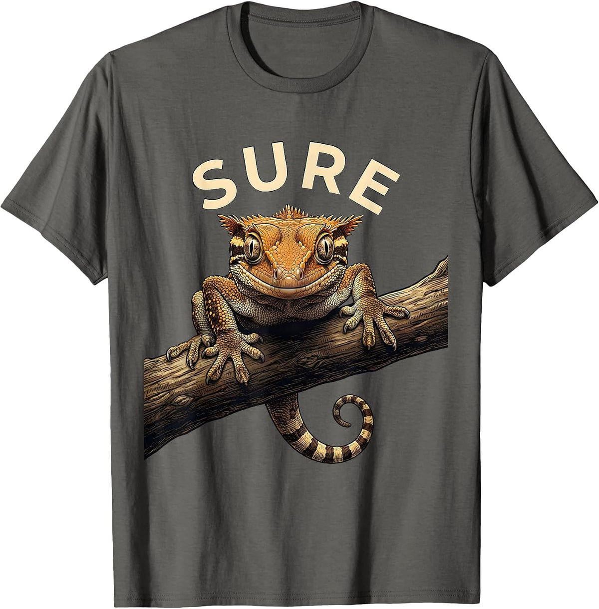 Sure Funny Crested Gecko Pet Lover Reptile Owner Gift T-Shirt - Asphalt Grey