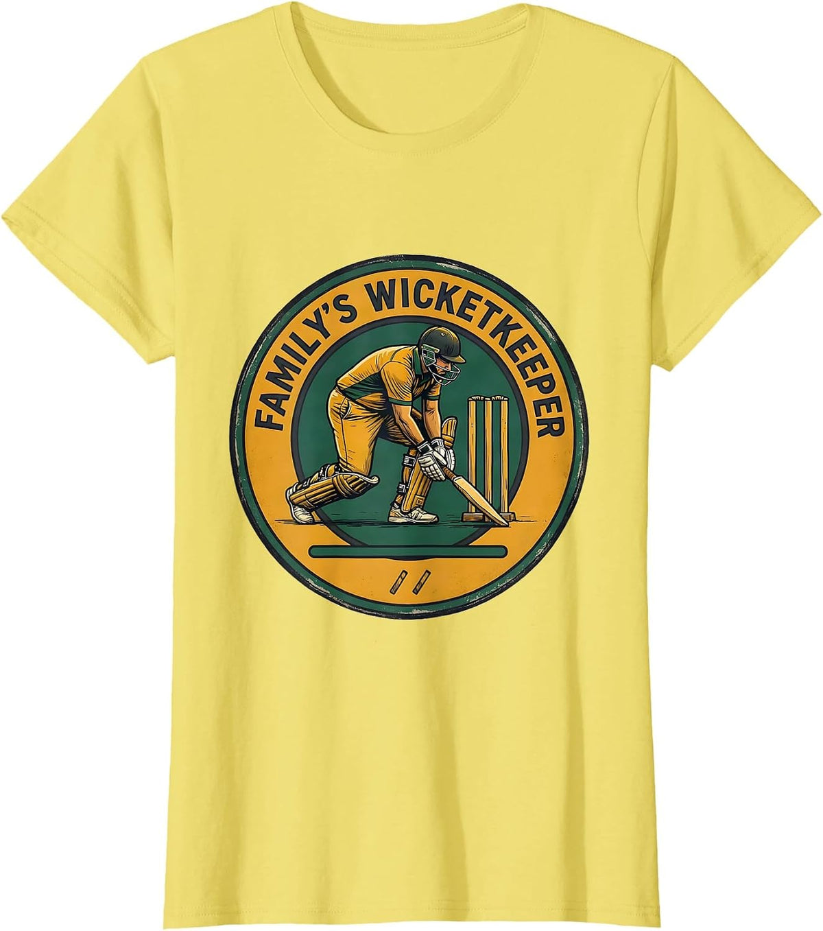 Family's Wicketkeeper Cricket Fan Sports Enthusiast National T-Shirt - Lemon Yellow