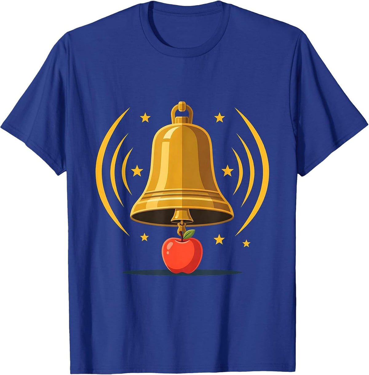 First Day of Kindergarten School Bell Ringing T-Shirt - Royal Blue