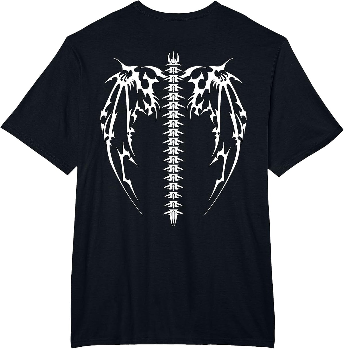 Cyber Wings Tattoo Style Art Robotic Celtic Raven on Back T-Shirt - Black