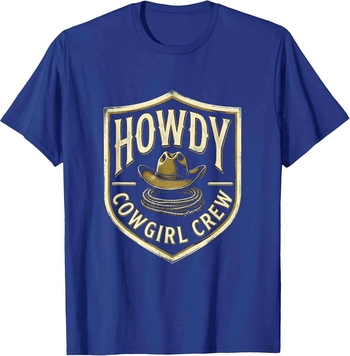 Howdy, Cowgirl Crew Western Cowgirl Rodeo Pride Emblem T-Shirt - Royal Blue