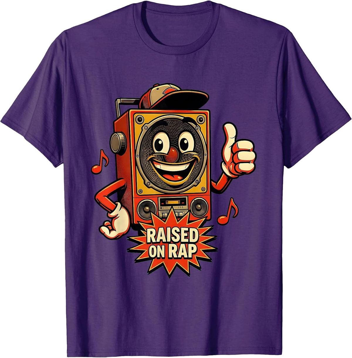 Raised on Rap Hip Hop Culture Design T-Shirt - Purple