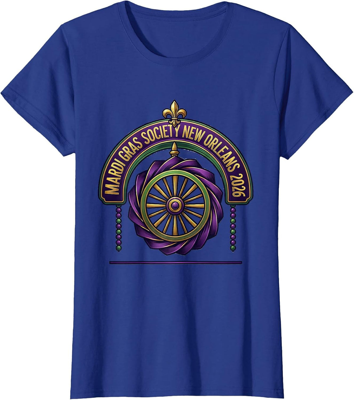 Women's Mardi Gras Society New Orleans 2026 Carnival Party Souvenir T-Shirt - Royal Blue