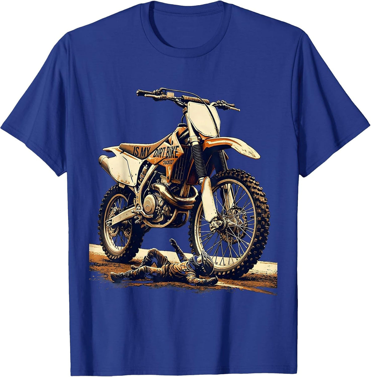 Men's Is My Dirt Bike Cracked Vintage Funny Motocross Dirt Bike T-Shirt - Royal Blue