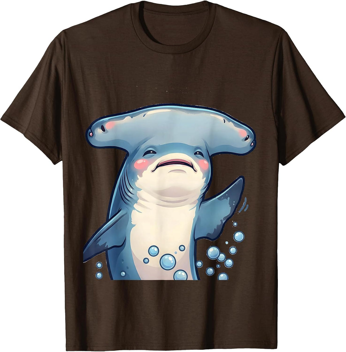 Rounded Hammerhead Shark Cute Kawaii Ocean Wildlife Lover T-Shirt - Brown